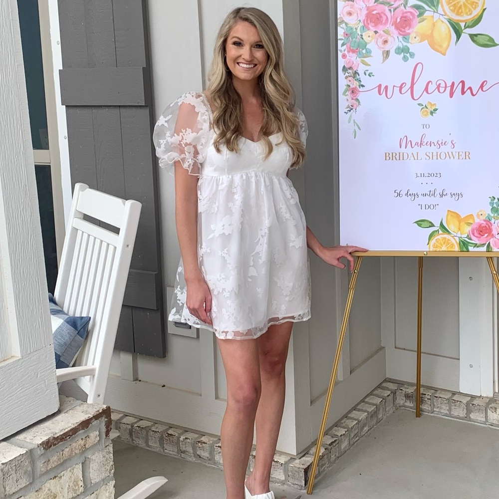 Floral Organza Short Sleeve Babydoll dress - Picture 2 of 3